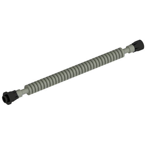 Rendu LDraw de Flexible Ribbed Hose 8mm Ends 12L avec Tabbed Black Ends, couleur indicative