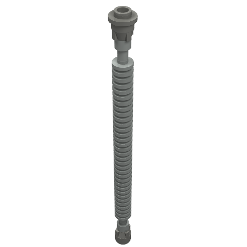Rendu LDraw de Flexible tuyau côtelé 8mm extrémités 12L avec extrémités gris foncé à onglets (Flexible Ribbed Hose 8mm Ends 12L with Tabbed Dark Gray Ends), couleur indicative