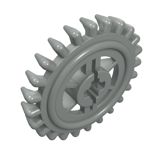 Rendu LDraw de Couronne Technic à 24 dents avec renforts [nouveau style] (Technic Gear 24 Tooth Crown with Reinforcements [New Style]), couleur indicative