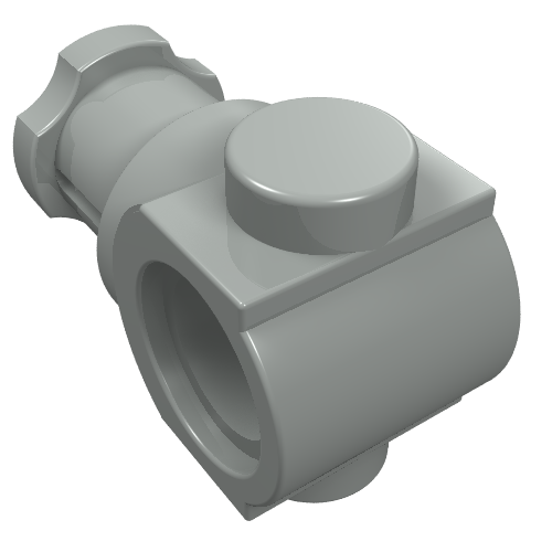 Rendu LDraw de Axe Technic et connecteur de connecteur (Technic Axle and Pin Connector), couleur indicative