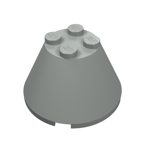 Rendu LDraw de Cône 4 x 4 x 2, Non trou pour axe (Cone 4 x 4 x 2, No Axle Hole), couleur indicative