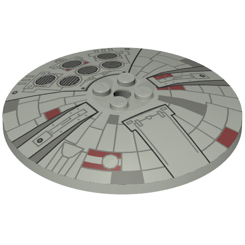 Rendu LDraw de Plat 8 x 8 inversé [radar] avec mini motif imprimé faucon millénaire (Dish 8 x 8 Inverted [Radar] with Mini Millennium Falcon Print), couleur indicative