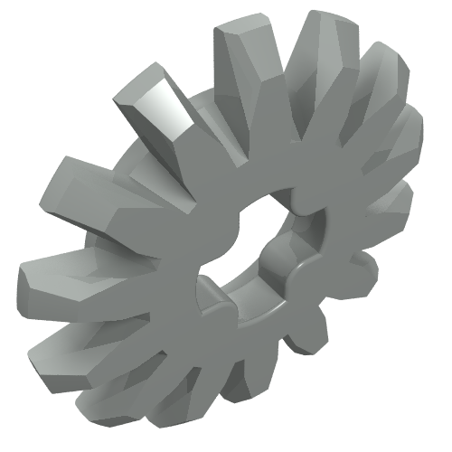 Rendu LDraw de Engrenage Technic 14 dents à biseau (Technic Gear 14 Tooth Bevel), couleur indicative