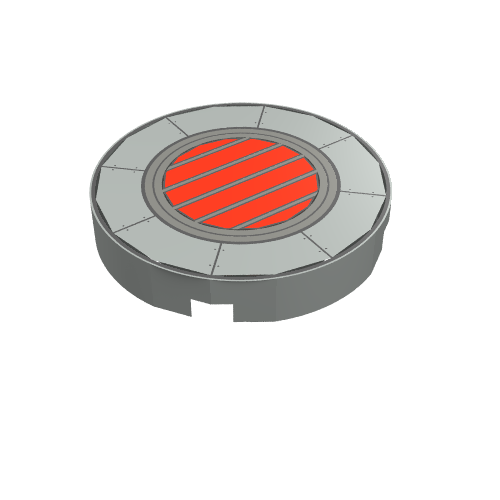Rendu LDraw de Tuile ronde 2 x 2 avec motif imprimé Podracer Vent (Tile Round 2 x 2 with Podracer Vent Print), couleur indicative