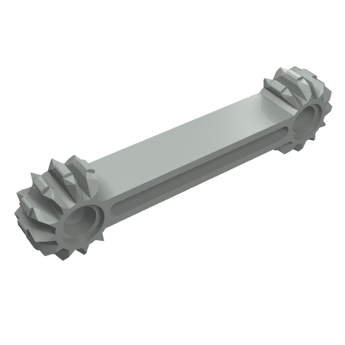 Rendu LDraw de Bras Technic 1 x 7 avec 9 dents doubles engrenages coniques (Technic Arm 1 x 7 with 9 Tooth Double Bevel Gear Ends), couleur indicative