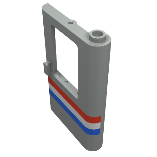 Rendu LDraw de Porte 1 x 4 x 5 Train à droite avec motif imprimé rouge/blanc/bleu (Door 1 x 4 x 5 Train Right with Red/White/Blue Stripe Print), couleur indicative
