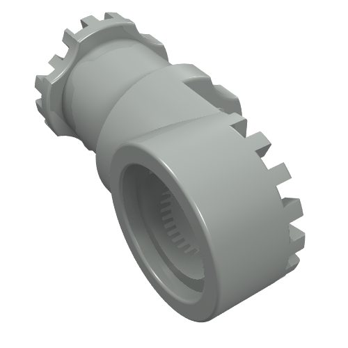 Rendu LDraw de Raccord Technic pour axe et connecteur articulation crantée [sans fentes] (Technic Axle and Pin Connector Toggle Joint Toothed [without Slots]), couleur indicative