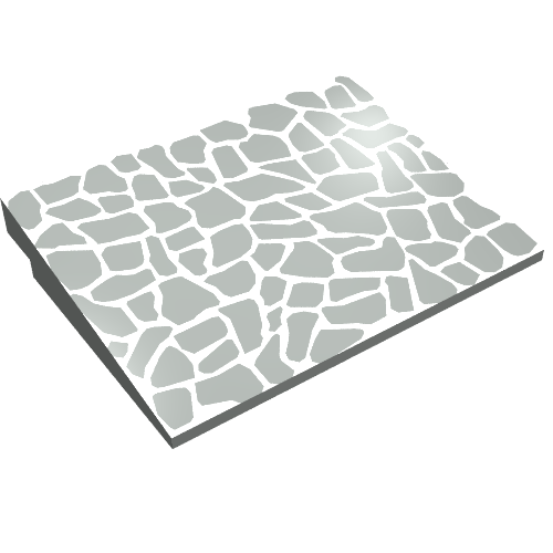 Rendu LDraw de Brique inclinée 10° 6 x 8 avec motif imprimé toit en ardoise (Brick Sloped 10° 6 x 8 with Slate Roof Print), couleur indicative