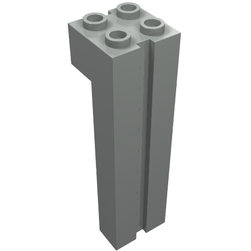 Rendu LDraw de Brique Spécial 2 x 2 x 6 avec rainure (Brick Special 2 x 2 x 6 with Groove), couleur indicative