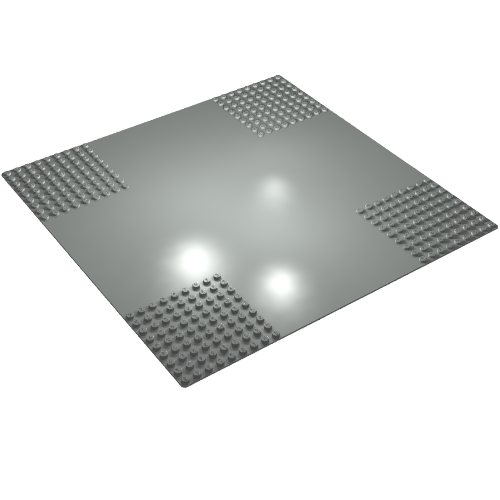 Rendu LDraw de Plaque de base 32 x 32 avec 9-tenon Crossroads [sans motif] (Baseplate 32 x 32 with 9-Stud Crossroads [Plain]), couleur indicative