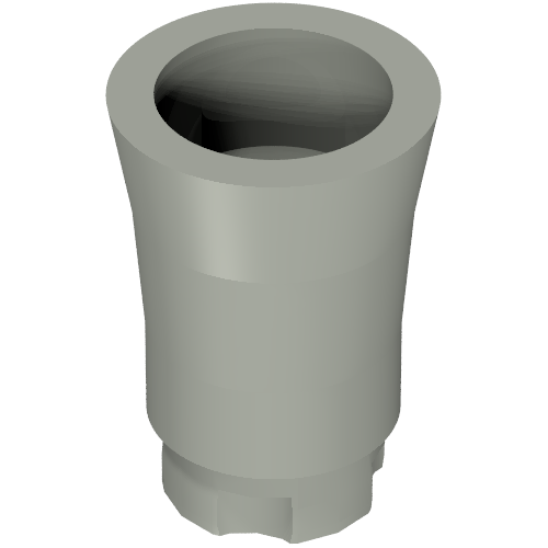 Rendu LDraw de Plante, tronc de palmier - connecteur court, trou d'axe avec 2 griffes intérieures (Plant, Palm Tree Trunk - Short Connector, Axle Hole with 2 Inside Prongs), couleur indicative