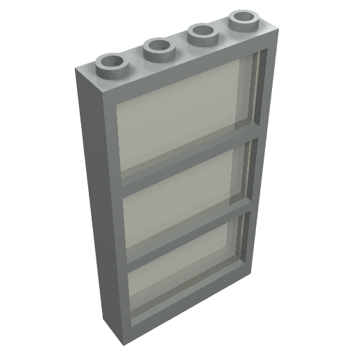 Rendu LDraw de Fenêtre 1 x 4 x 6 cadre avec 3 vitres, verre fixe avec verre transparent-brun (Window 1 x 4 x 6 Frame with 3 Panes, Fixed Glass with Trans-Brown Glass), couleur indicative