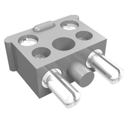 Rendu LDraw de Connecteur électrique, mâle 2 voies Carré étroit long [Assemblage complet] (Electric Connector, 2 Way Male Squared Narrow Long [Complete Assembly]), couleur indicative