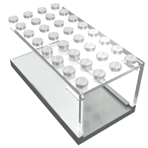 Rendu LDraw de Ho échelle accessoire garage 4 x 8 x 3 boîte avec plateau transparent (HO Scale Accessory Garage 4 x 8 x 3 Box with Trans-Clear Top), couleur indicative