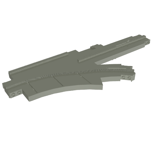 Rendu LDraw de Vehicle Track, Monorail Point Right, couleur indicative