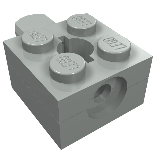 Rendu LDraw de Support de bras brique 2 x 2 avec trou et 1 bras (Arm Holder Brick 2 x 2 with Hole and 1 Arm), couleur indicative