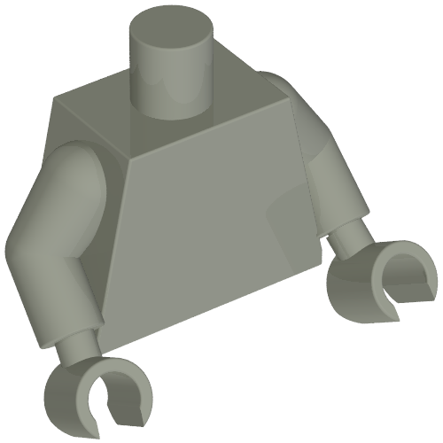 Rendu LDraw de torse, Light Gray Arms and Hands [Plain], couleur indicative