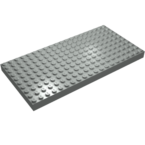 Rendu LDraw de Brique 10 x 20 sans tubes inférieurs, avec support transversal '+' et 4 supports latéraux (début plaque de base) (Brick 10 x 20 without Bottom Tubes, with '+' Cross Support and 4 Side Supports (early Baseplate)), couleur indicative