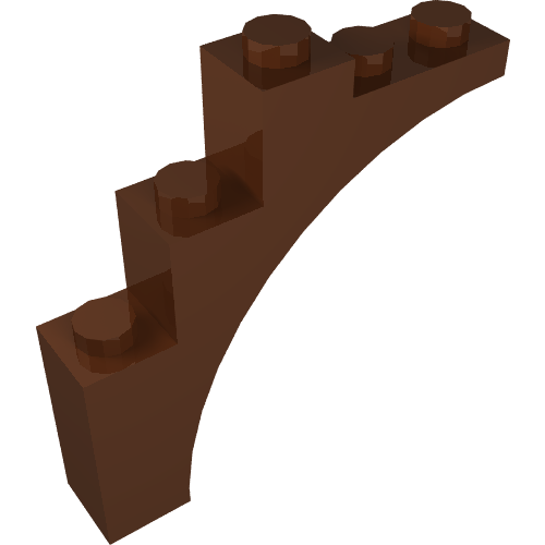 Rendu LDraw de Brique Arche 1 x 5 x 4 [Arc continu, appuis croisés inférieurs surélevés] (Brick Arch 1 x 5 x 4 [Continuous Bow, Raised Underside Cross Supports]), couleur indicative
