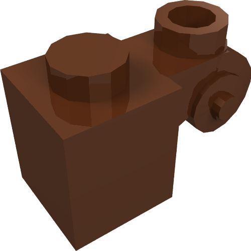 Rendu LDraw de Brique spéciale 1 x 1 avec rouleau avec tenon ouvert (Brick Special 1 x 1 with Scroll with Open Stud), couleur indicative