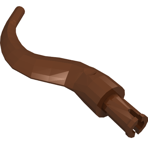 Rendu LDraw de Partie du corps de la plante / animal, arbre / branche / queue / appendice (Plant / Animal Body Part, Tree / Branch / Tail / Appendage Bladed with Pin), couleur indicative