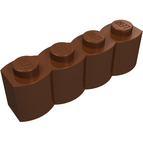 Rendu LDraw de Brique spéciale 1 x 4 palissade [aka log] (Brick Special 1 x 4 Palisade [aka Log]), couleur indicative