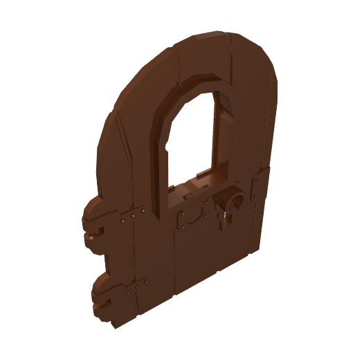 Rendu LDraw de Porte 1 x 4 x 6 dessus rond avec fenêtre et trou de serrure, bord non renforcé (Door 1 x 4 x 6 Round Top with Window and Keyhole, Non Reinforced Edge), couleur indicative