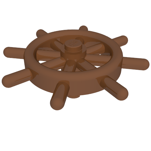 Rendu LDraw de Boat / Ship roue / Helm avec Slotted connecteur, couleur indicative