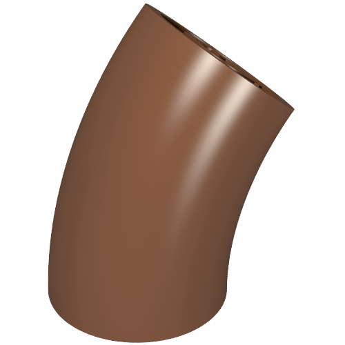 Rendu LDraw de Brique ronde 2 x 2 D. Tube avec 45° coude et axe trous (trous de croisement) à chaque extrémité [COURT] (Brick Round 2 x 2 D. Tube with 45° Elbow and Axle Holes (Crossholes) at Each End [SHORT]), couleur indicative
