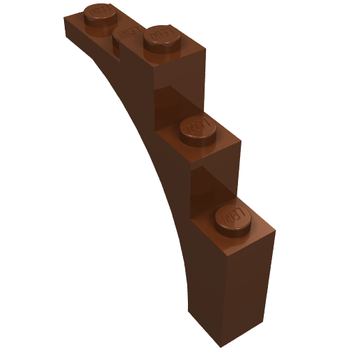 Rendu LDraw de Brique Arche 1 x 5 x 4 [Arc irrégulier, supports croisés inférieurs surélevés] (Brick Arch 1 x 5 x 4 [Irregular Bow, Raised Underside Cross Supports]), couleur indicative