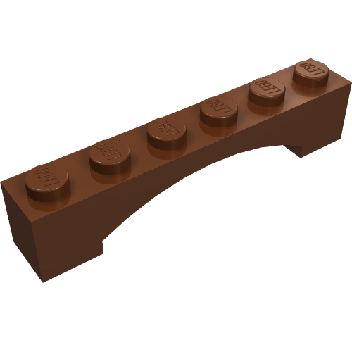 Rendu LDraw de Brique Arc 1 x 6 surélevé Arc (Brick Arch 1 x 6 Raised Arch), couleur indicative