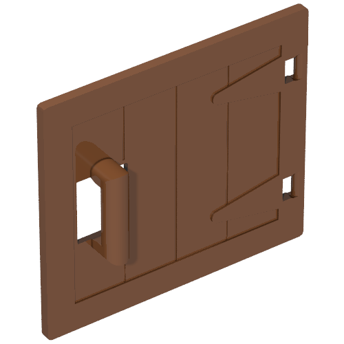 Rendu LDraw de Duplo porte / couvercle, effet bois (Duplo Door / Lid, Wood Effect), couleur indicative
