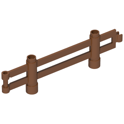 Rendu LDraw de Clôture Duplo 1 x 10 x 2 [bouts de attaches et de barre] (Duplo Fence 1 x 10 x 2 [Clip and Bar ends]), couleur indicative