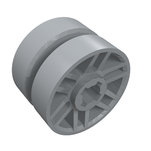 Roue 14mm d. x 9.9mm avec rainure centrale, faux boulons et 6 rayons (Wheel 14mm D. x 9.9mm with Centre Groove, Fake Bolts and 6 Spokes)