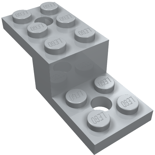 Rendu LDraw de Support 5 x 2 x 1 1/3 avec trous, fond de goupille (Bracket 5 x 2 x 1 1/3 with Holes, Pin Bottom), couleur indicative