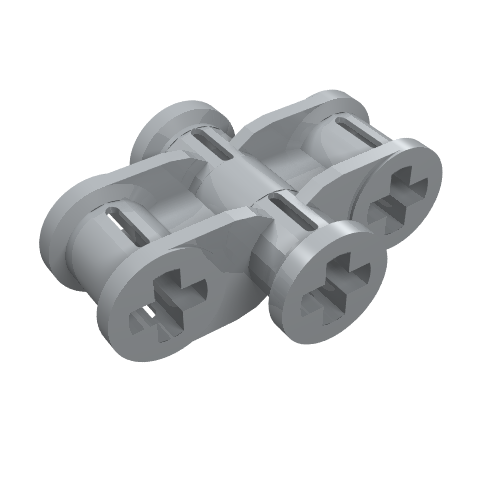 Rendu LDraw de Raccord d’axe Technic 2 x 3 quadruple (Technic Axle Connector 2 x 3 Quadruple), couleur indicative