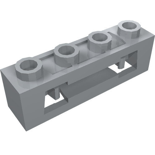 Rendu LDraw de Lanceur, brique Spécial 1 x 4 avec attaches intérieurs (tireur de disque) avec centre encastré 2 tenons (Launcher, Brick Special 1 x 4 with Inside Clips (Disk Shooter) with Recessed Center 2 Studs), couleur indicative