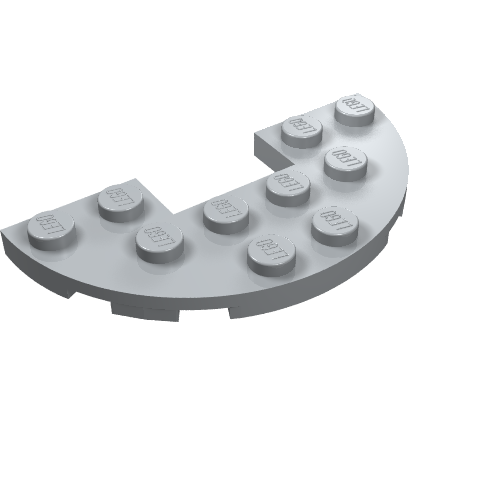 Rendu LDraw de Plaque ronde Moitié 3 x 6 avec 1 x 2 découpe (Plate Round Half 3 x 6 with 1 x 2 Cutout), couleur indicative