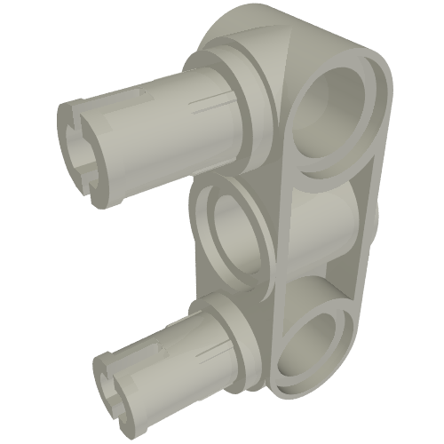 Rendu LDraw de Connecteur Technic Connecteur Hub Perpendiculaire 3L avec 2 broches (Technic Pin Connector Hub Perpendicular 3L with 2 Pins), couleur indicative