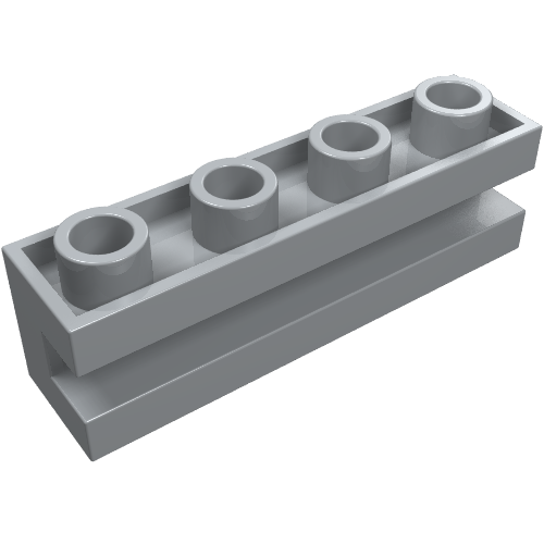 Rendu LDraw de Brique Spécial 1 x 4 avec rainure (Brick Special 1 x 4 with Groove), couleur indicative