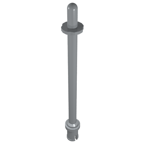 Rendu LDraw de Barre 8L - Deux anneaux d'arrêt / une goupille, bâton de ski de figurine Technic [extrémité arrondie] (Bar 8L - Two Stop Rings / One Pin, Technic Figure Ski Pole [Rounded End]), couleur indicative