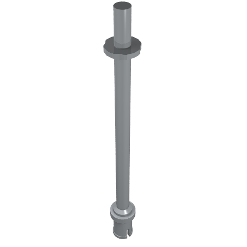 Rendu LDraw de Barre 8l - deux anneaux d'arrêt / une connecteur, bâton de ski de figurine Technic [extrémité plate] (Bar 8L - Two Stop Rings / One Pin, Technic Figure Ski Pole [Flat End]), couleur indicative