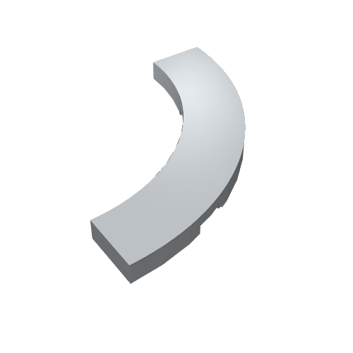 Rendu LDraw de Tuile 4 x 4 courbes, Macaroni (Tile 4 x 4 Curved, Macaroni), couleur indicative