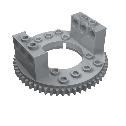 Rendu LDraw de Platine haute Technic Type 1, 56 Dents (Technic Turntable Large Type 1 Top, 56 Tooth), couleur indicative