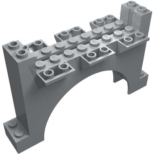 Rendu LDraw de Brique Arche 2 x 12 x 6 avec rainures (Brick Arch 2 x 12 x 6 with Grooves), couleur indicative