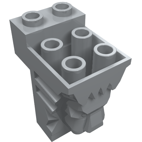 Rendu LDraw de Brique Spécial 2 x 3 x 3 avec découpe et tête de lion [tenons creux] (Brick Special 2 x 3 x 3 with Cutout and Lion Head [Hollow Studs]), couleur indicative