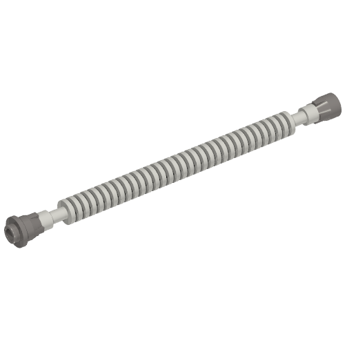 Rendu LDraw de Flexible Ribbed Hose 8mm Ends 12L avec Tabbed Dark Bluish Gray Ends, couleur indicative