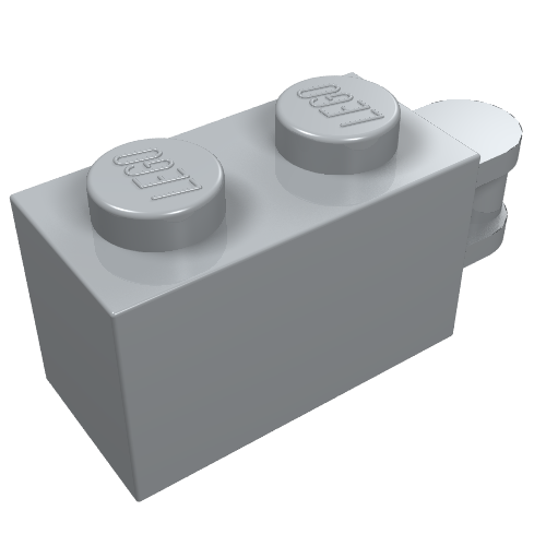 Rendu LDraw de Brique Spécial 1 x 2 avec poignée fermée verticale sur le bord (Brick Special 1 x 2 with Vertical Closed Handle on Edge), couleur indicative