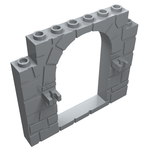 Rendu LDraw de Cadre de porte 1 x 8 x 6 avec motif imprimé Pierre moulée et attaches (Door Frame 1 x 8 x 6 with Moulded Stone Print and Clips), couleur indicative