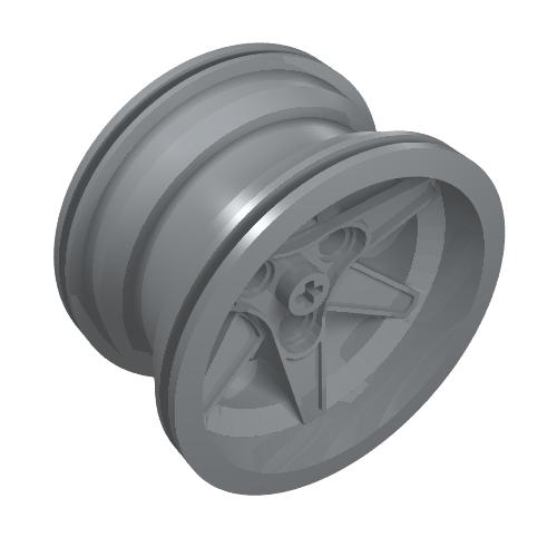 Rendu LDraw de Roue 56 x 34 Support de course Technic avec 3 trous d'connecteurs (Wheel 56 x 34 Technic Racing Medium with 3 Pin Holes), couleur indicative